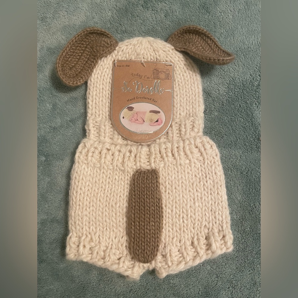 So’Dorable Baby Dog Crochet Diaper Cover Set, 2-Piece, Ivory, 0-3 Months